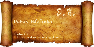 Dufek Nándor névjegykártya