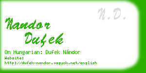 nandor dufek business card